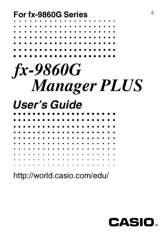 Mode d'emploi CASIO FX-9860G MANAGER PLUS