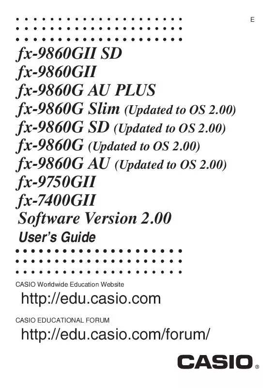 Mode d'emploi CASIO FX-9860GII SD