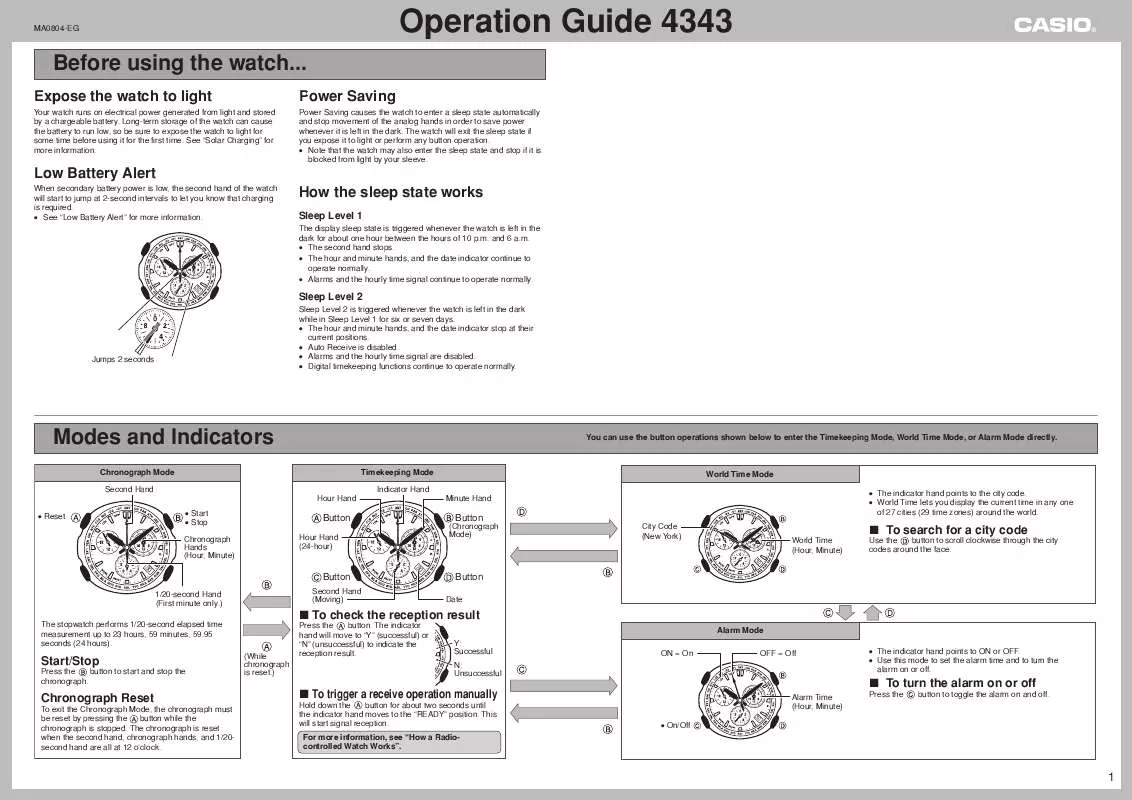 Mode d'emploi CASIO MA0804-EG