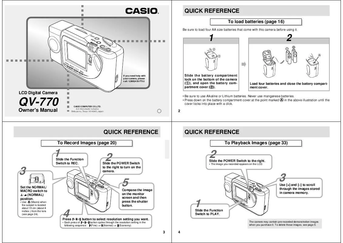 Mode d'emploi CASIO QV-770