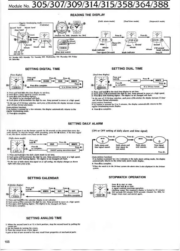 Mode d'emploi CASIO QW-315