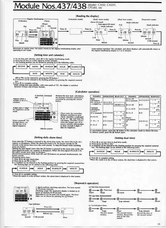 Mode d'emploi CASIO QW-437