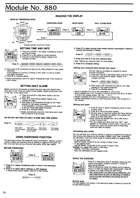 Mode d'emploi CASIO QW-880