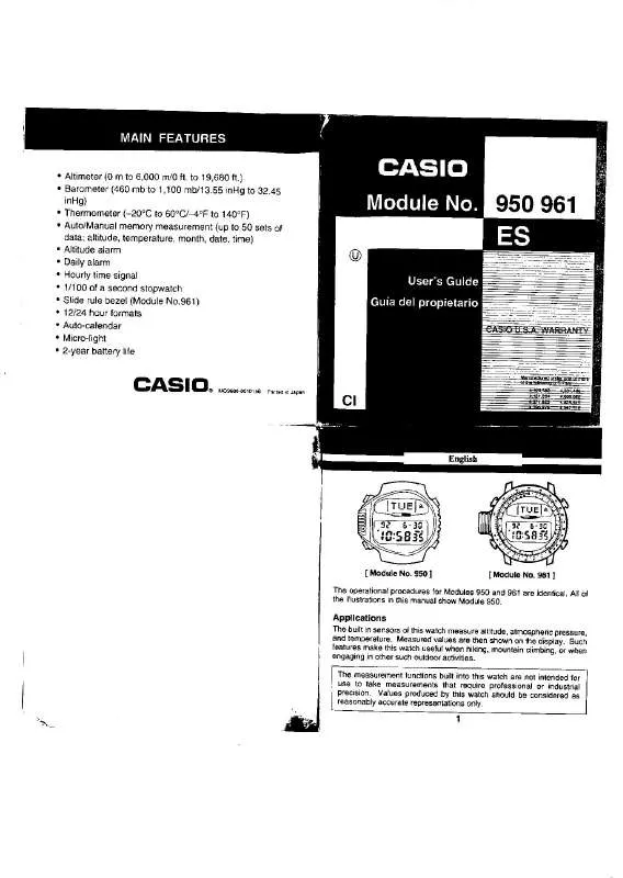 Mode d'emploi CASIO QW-950