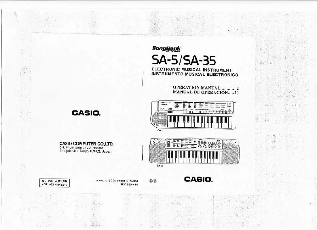 Mode d'emploi CASIO SA-35