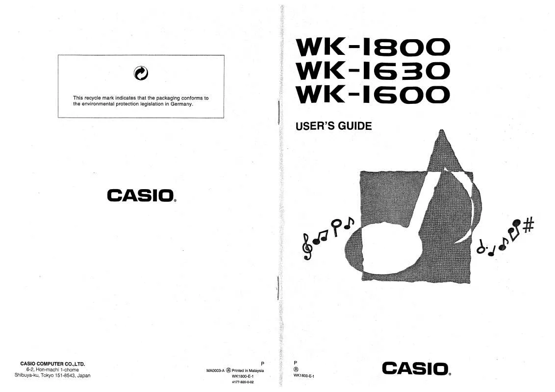 Mode d'emploi CASIO WK-1600