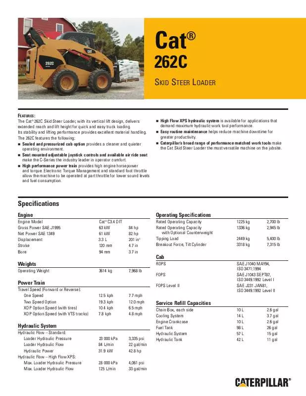 Mode d'emploi CATERPILLAR 262C