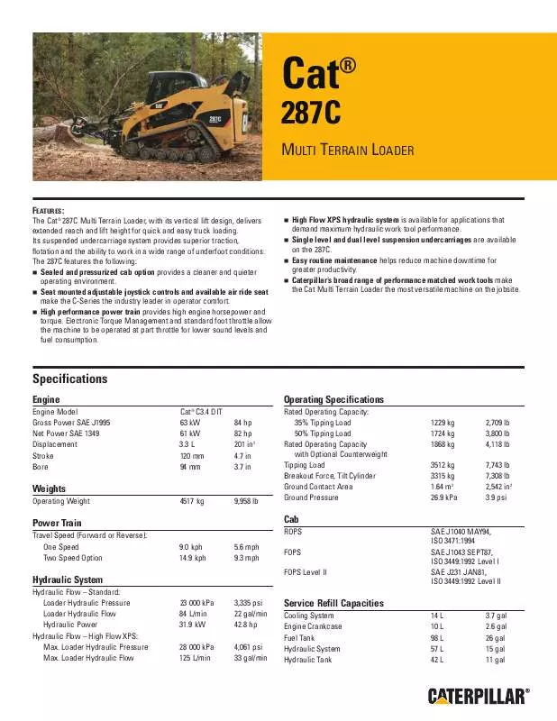 Mode d'emploi CATERPILLAR 287C