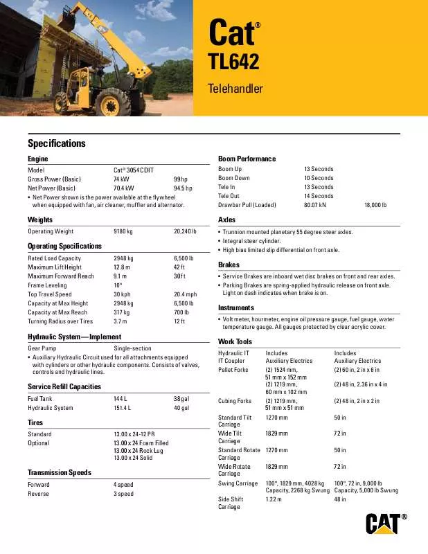 Mode d'emploi CATERPILLAR TL642