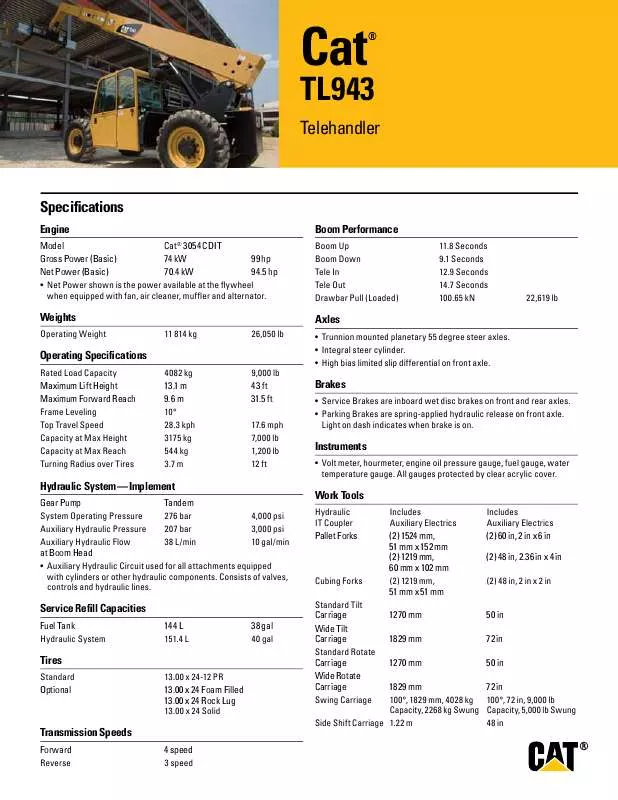 Mode d'emploi CATERPILLAR TL943