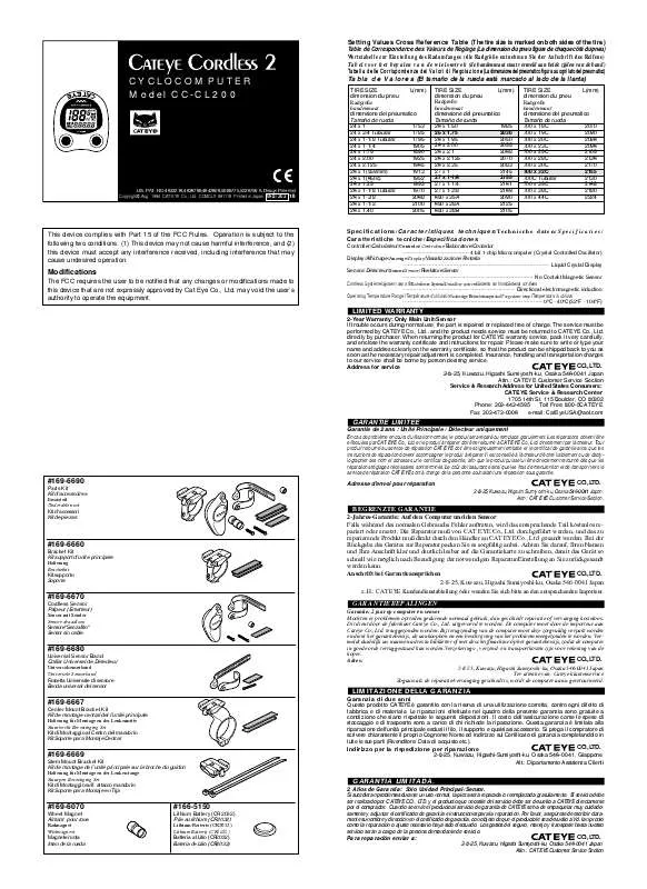 Mode d'emploi CATEYE CORDLESS 2