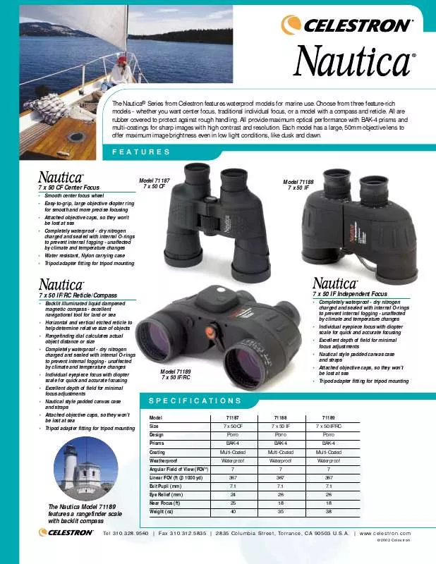 Mode d'emploi CELESTRON NAUTICA 7X50CF