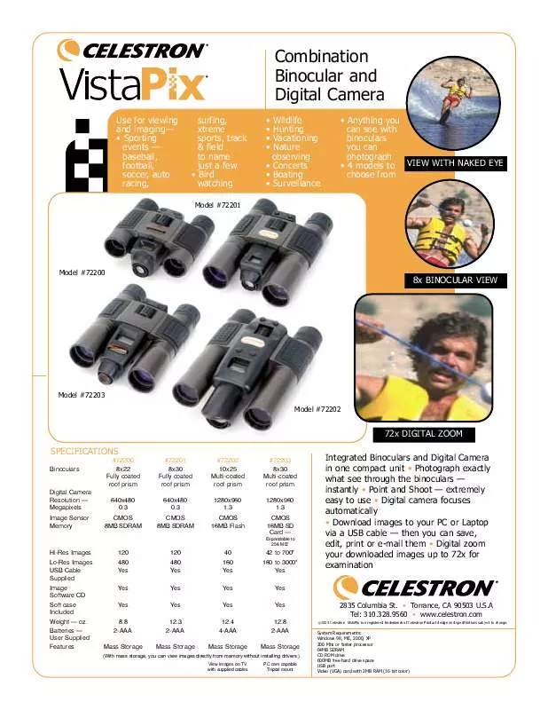 Mode d'emploi CELESTRON VISTAPIX 72202