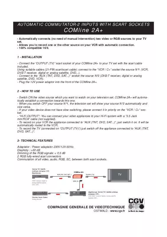 Mode d'emploi CGV COMLINE 2A+