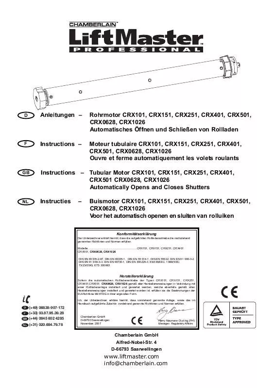 Mode d'emploi CHAMBERLAIN CRX101