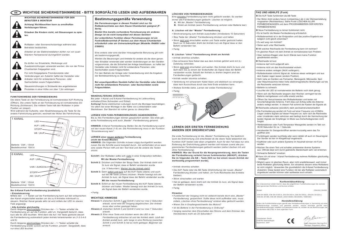 Mode d'emploi CHAMBERLAIN CS4330