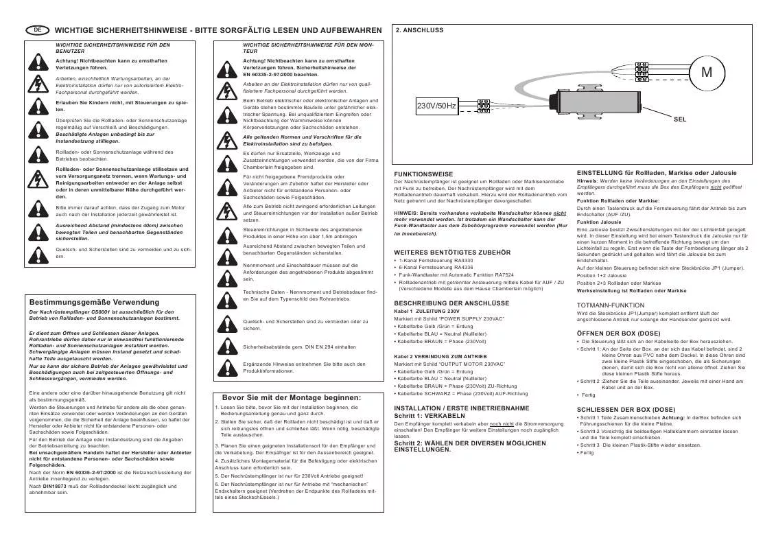 Mode d'emploi CHAMBERLAIN CS8001