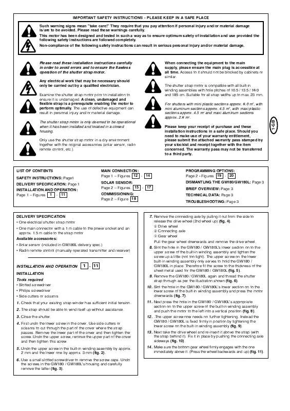 Mode d'emploi CHAMBERLAIN GW180L