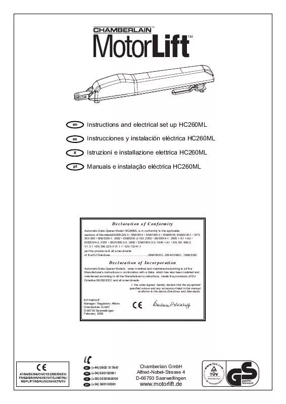 Mode d'emploi CHAMBERLAIN HC260