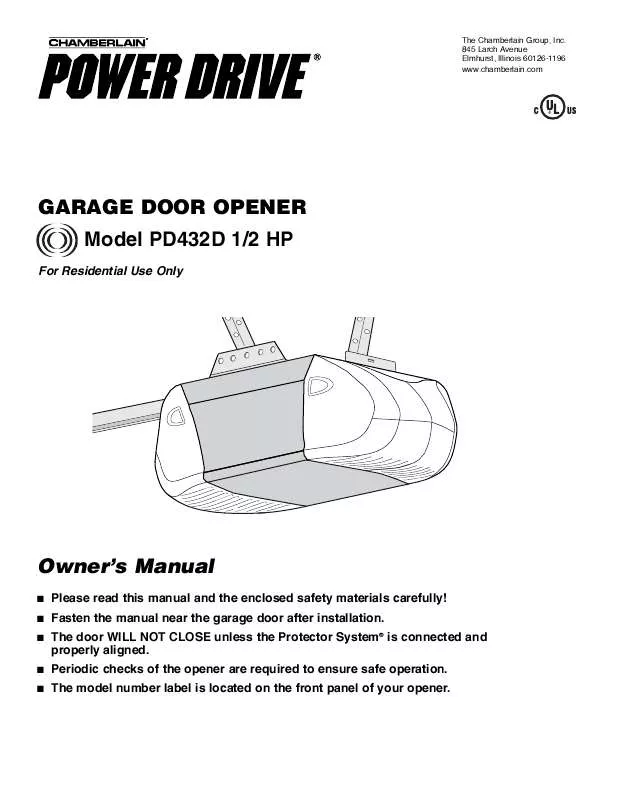 Mode d'emploi CHAMBERLAIN PD432D