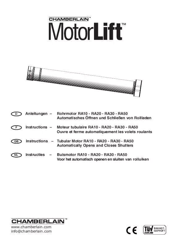 Mode d'emploi CHAMBERLAIN RA20