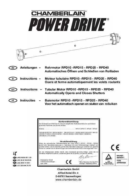 Mode d'emploi CHAMBERLAIN RPD25