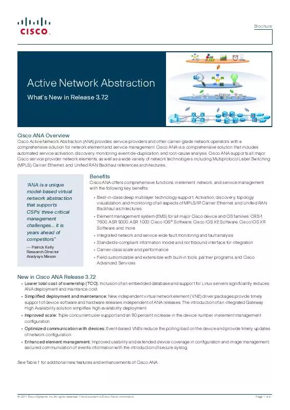 Mode d'emploi CISCO ACTIVE NETWORK ABSTRACTION 3.7.2