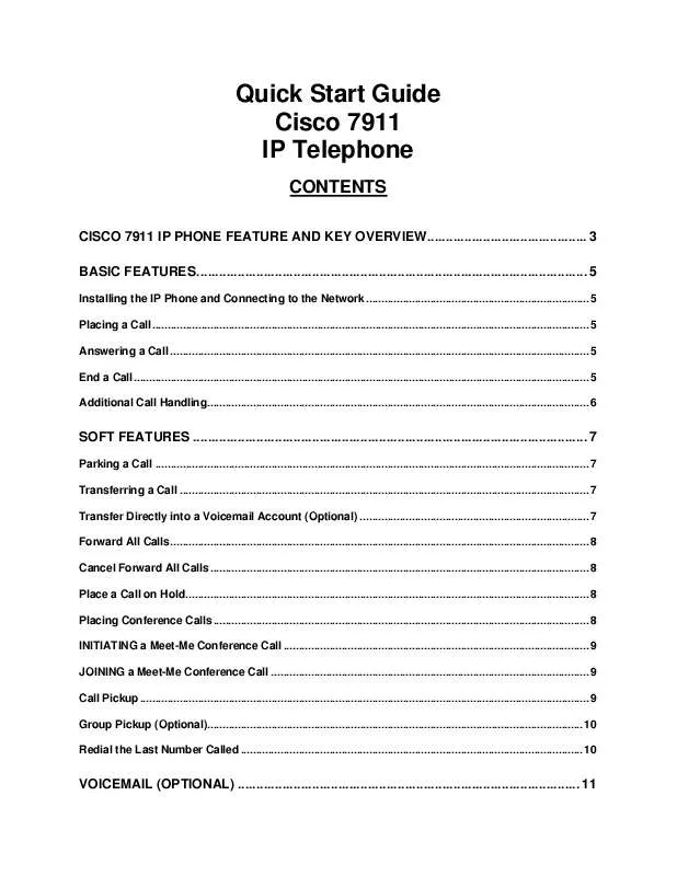 Mode d'emploi CISCO IP PHONE 7911