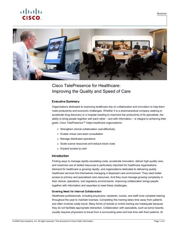 Mode d'emploi CISCO TELEPRESENCE