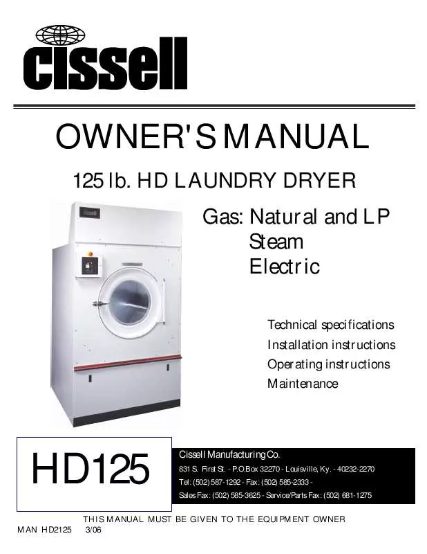 Mode d'emploi CISSELL HD125