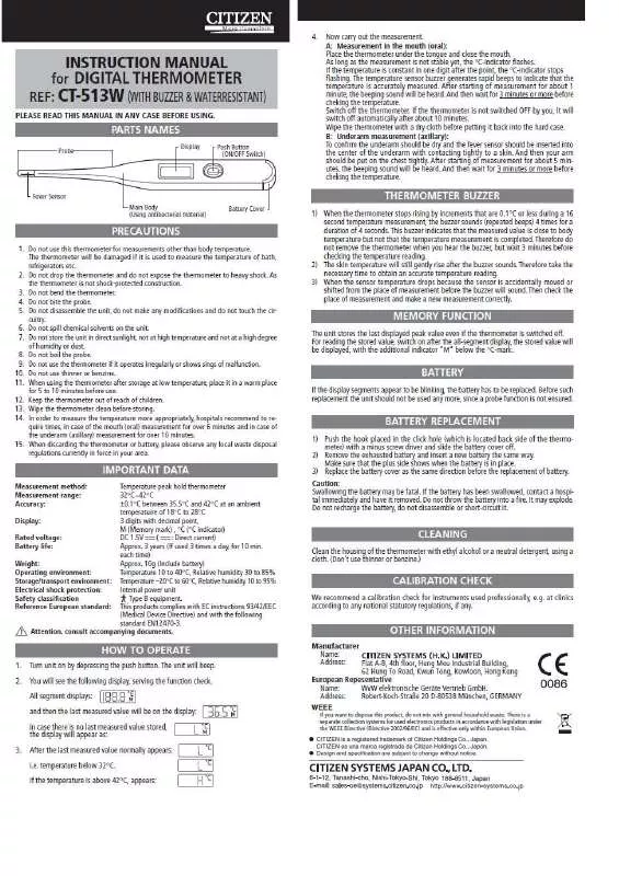 Mode d'emploi CITIZEN CT-513W