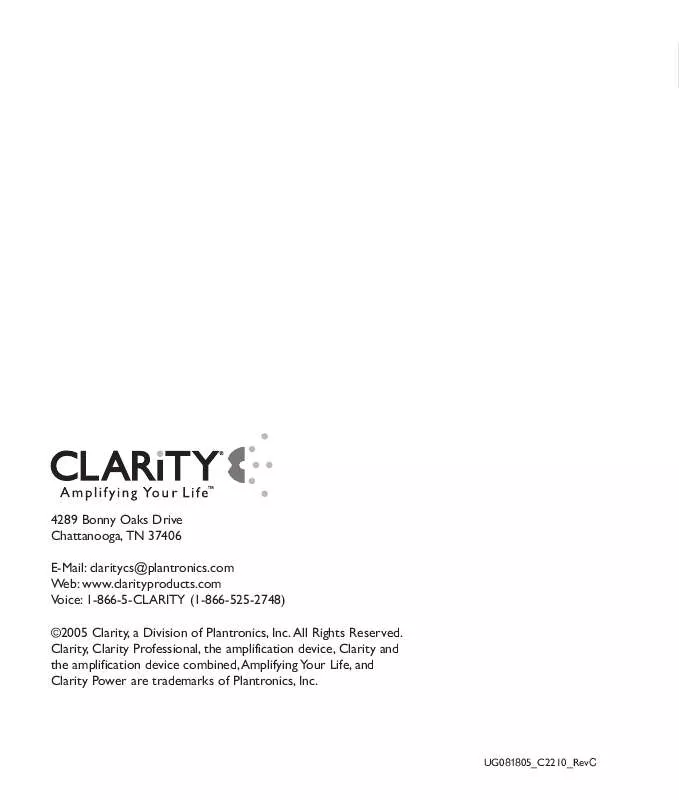 Mode d'emploi CLARITY C2210