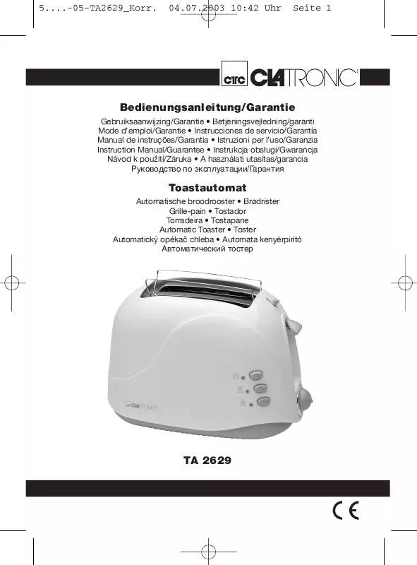 Mode d'emploi CLATRONIC TA 2629