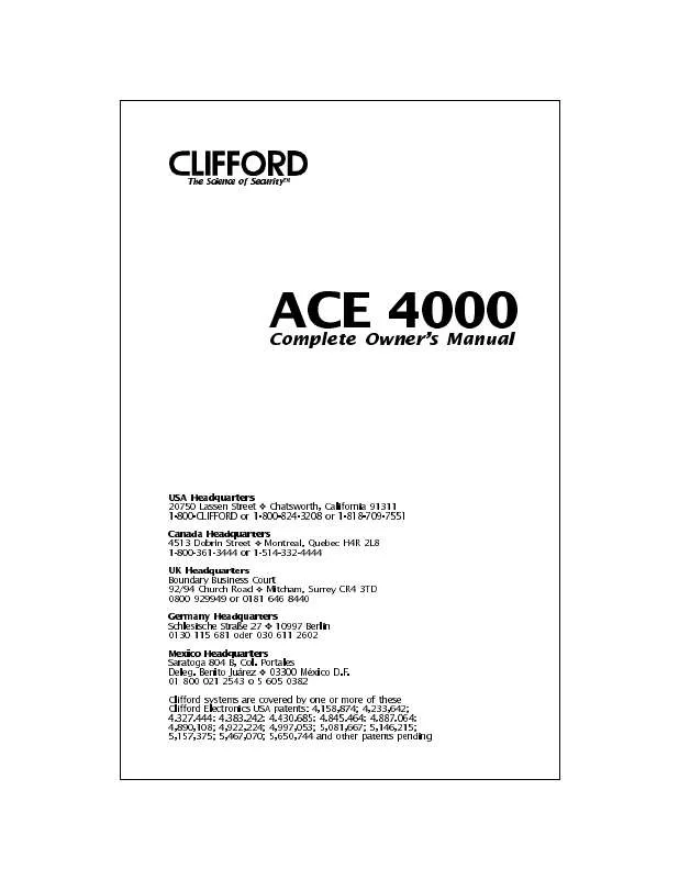 Mode d'emploi CLIFFORD 4000