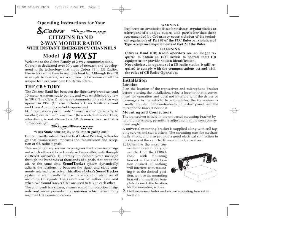 Mode d'emploi COBRA 18WXST