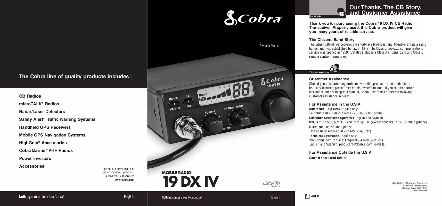 Mode d'emploi COBRA 19 DX IV