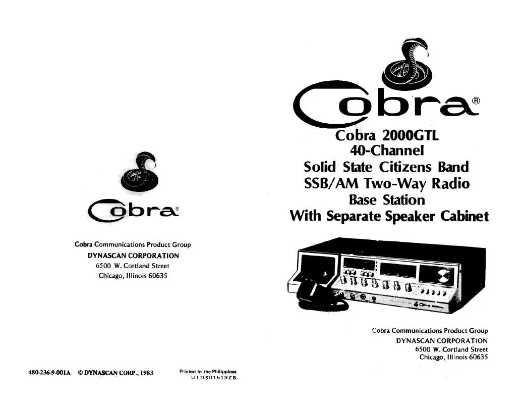 Mode d'emploi COBRA 2000GTL BASE STATION