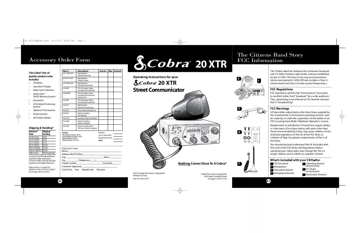 Mode d'emploi COBRA 20XTR