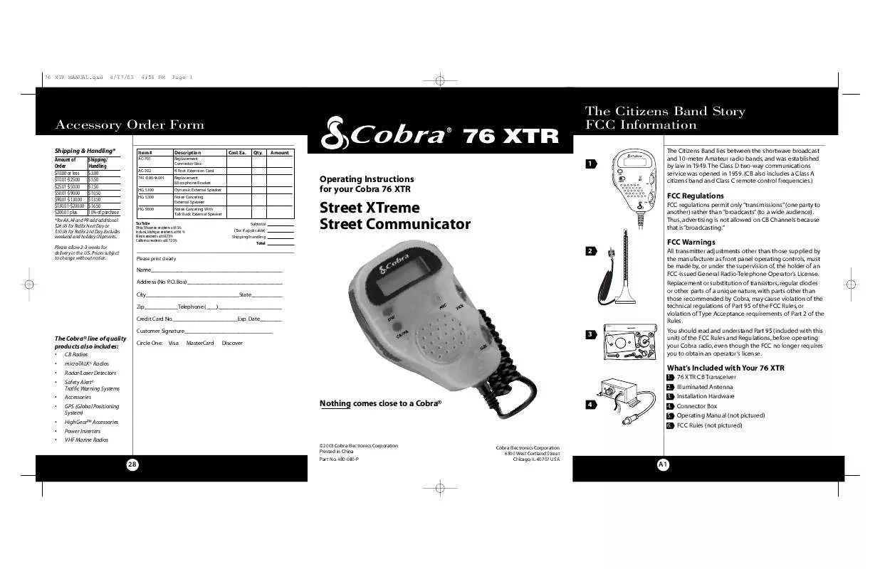 Mode d'emploi COBRA 76 XTR