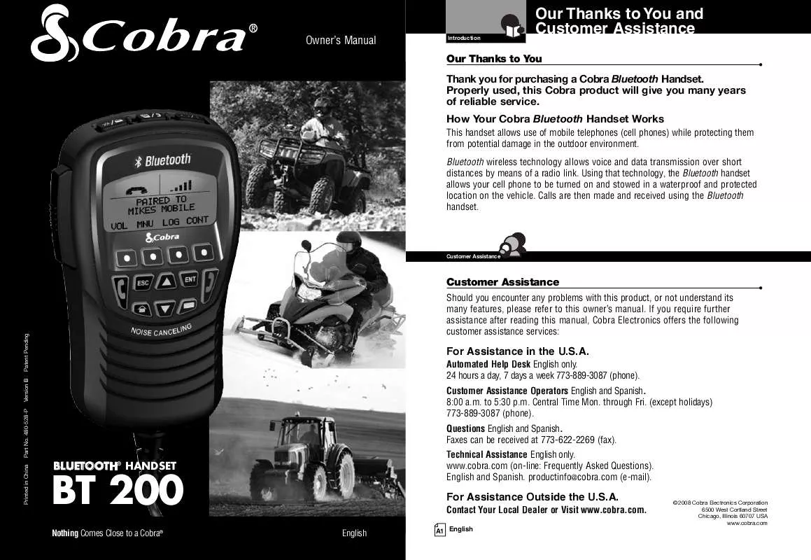 Mode d'emploi COBRA BT 200