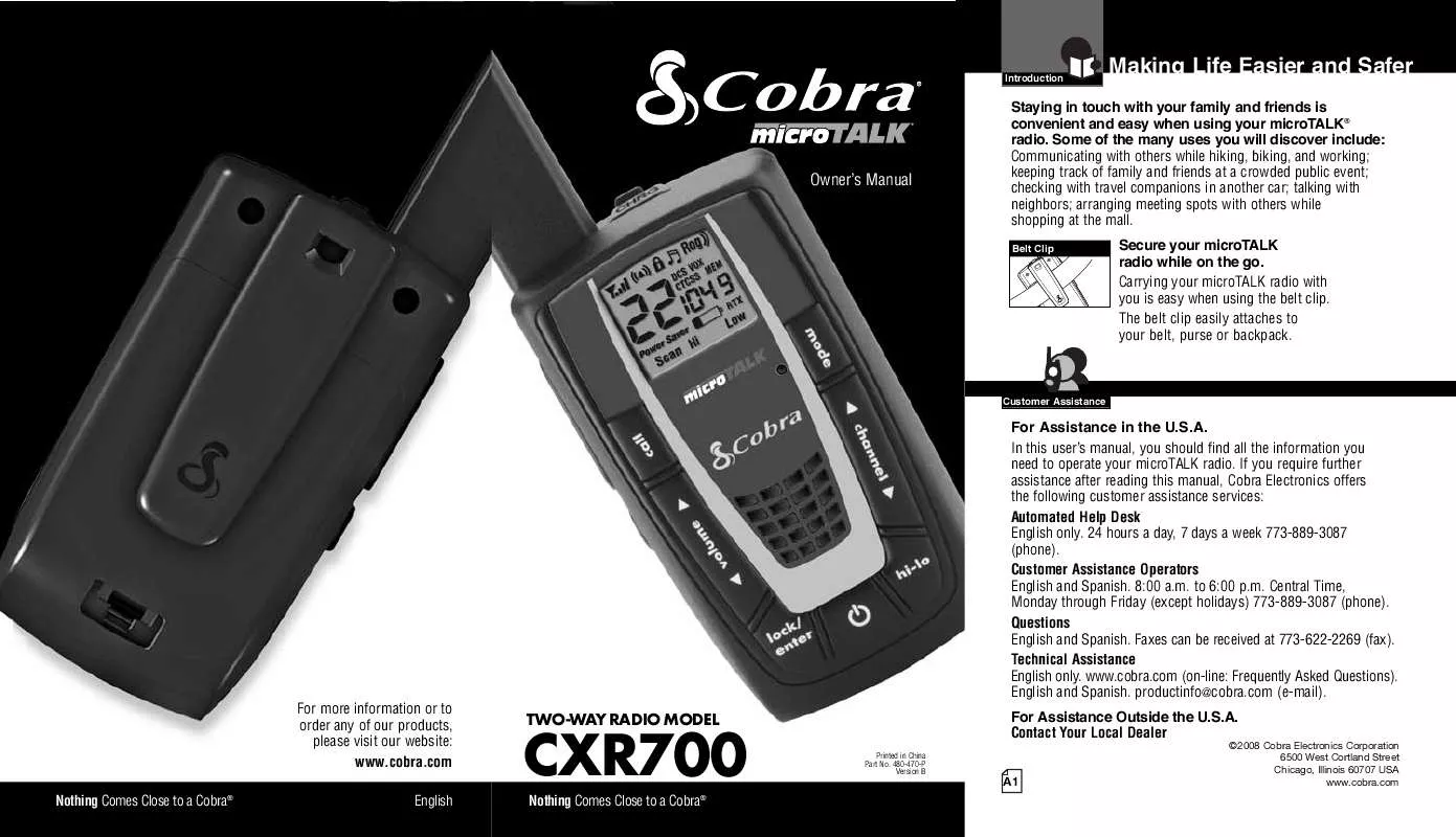 Mode d'emploi COBRA CXR700