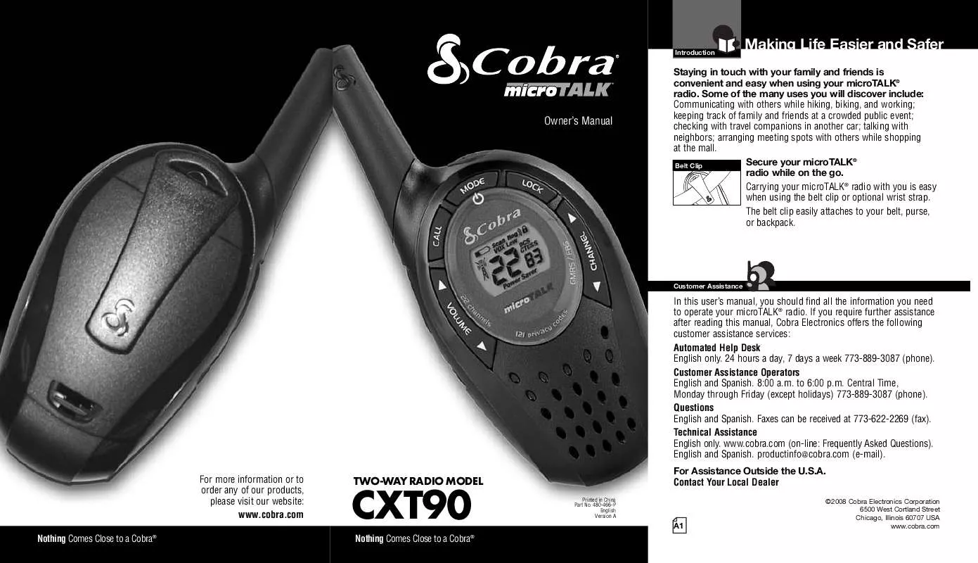 Mode d'emploi COBRA CXT90