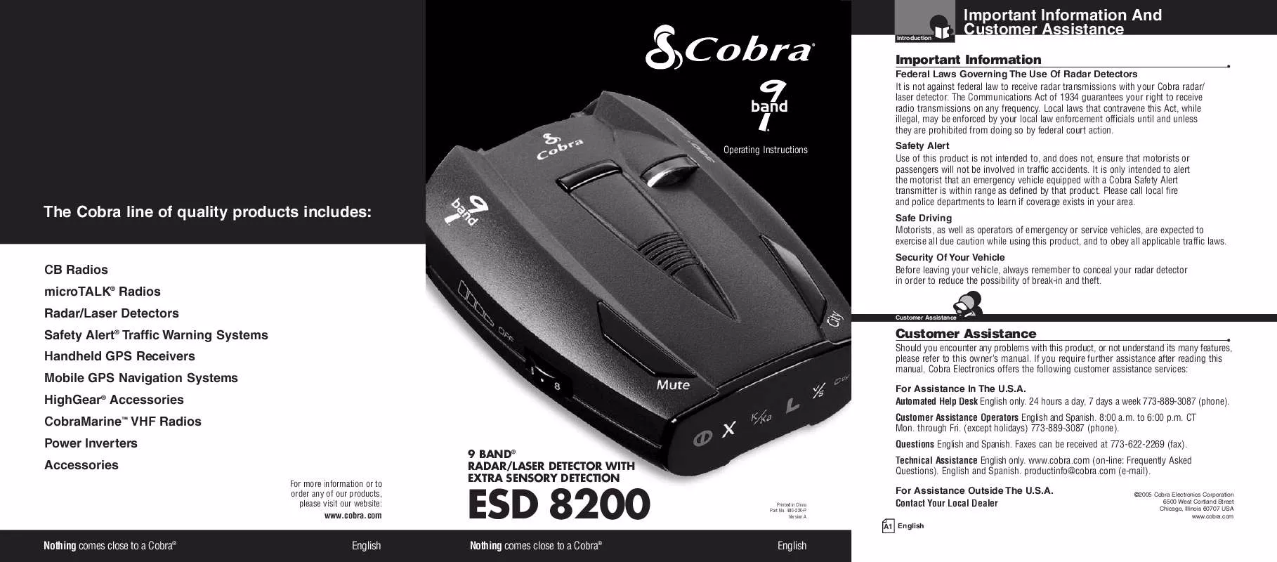 Mode d'emploi COBRA ESD8200