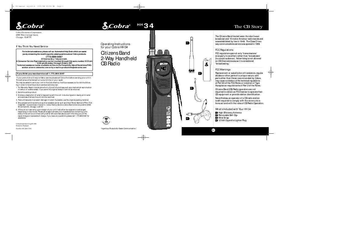 Mode d'emploi COBRA HH34ML