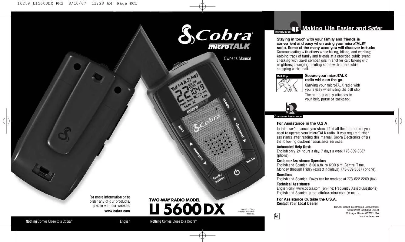 Mode d'emploi COBRA LI 5600 DX