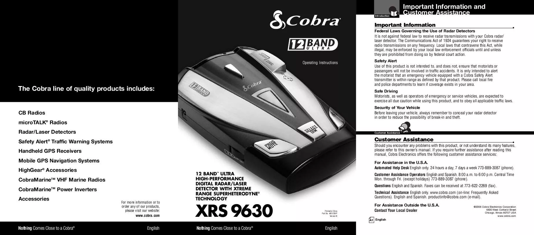 Mode d'emploi COBRA XRS 9630