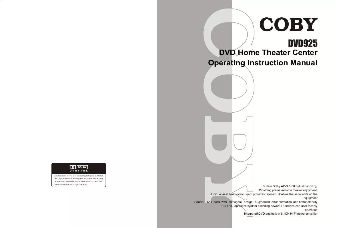 Mode d'emploi COBY DVD925