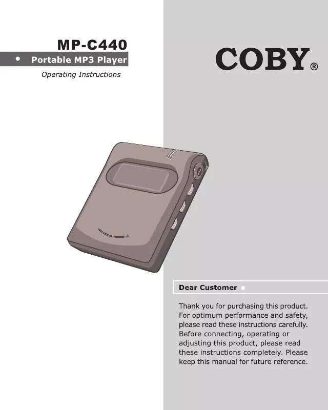 Mode d'emploi COBY MP-C440