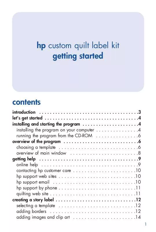 Mode d'emploi COMPAQ CUSTOM QUILT LABEL KIT