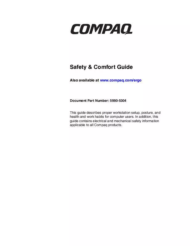 Mode d'emploi COMPAQ SAFETY COMFORT GUIDE